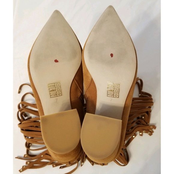 Free People Jeffrey Campbell Crossroads Fringe Tan Suede Ankle Boots Size 7 - Picture 5 of 5